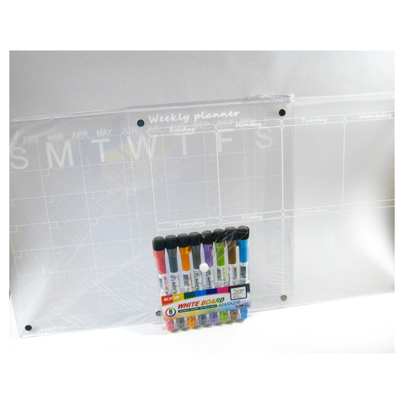 16x12 Magnetic Monthly Weekly Fridge Calendar Dry Erase Board w/Magnetic Markers - Picture 3 of 6